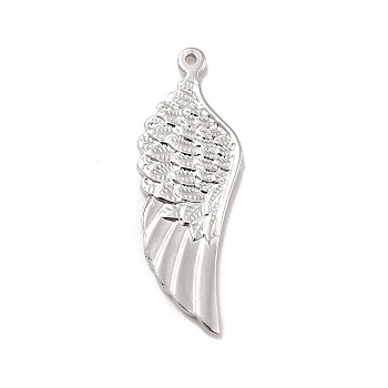 304 Stainless Steel Pendants, Wing Charms, Stainless Steel Color, 36.5x13x2mm, Hole: 1.6mm
