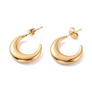 Vacuum Plating 304 Stainless Steel Crescent Moon Stud Earrings for Women, Golden, 26x18x3.5mm, Pin: 0.8mm