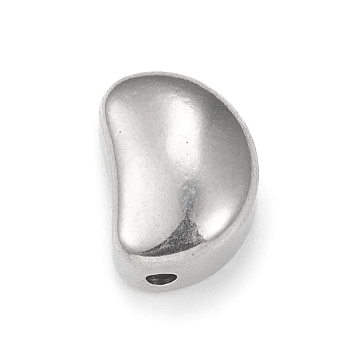 304 Stainless Steel Beads, Kidney Bean, Stainless Steel Color, 12x9x6mm, Hole: 1.6mm