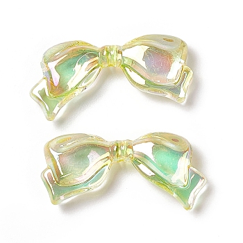 Transparent Acrylic Beads, AB Color, Bowknot, Champagne Yellow, 14x29x5.5mm, Hole: 1.5mm