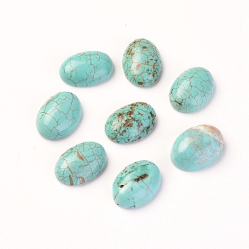 Natural Magnesite Cabochons, Dyed, Oval, Turquoise, 14x10x5mm