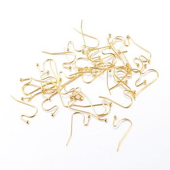Iron Earring Hooks, Nickel Free, Golden, 19x13mm, 20 Gauge, Pin: 0.8mm