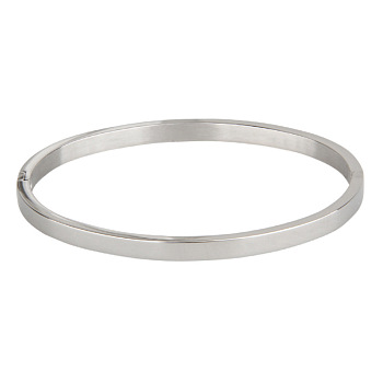 304 Stainless Steel Bangles, Stainless Steel Color, 50x59mm, 4mm