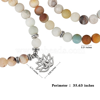 Bracelet enroulé en perles rondes en amazonite(AJEW-PH00503-03)-2
