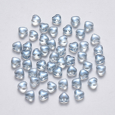 Light Steel Blue Heart Glass Beads