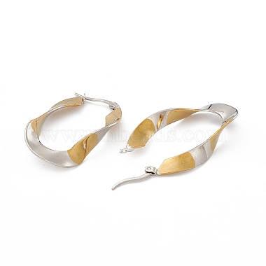 201 Stainless Steel Twist Oval Hoop Earrings with 304 Stainless Steel Pins for Women(EJEW-B016-20PG)-2