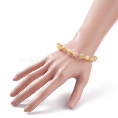 Bracelet de perles tressées en opale jaune naturelle(BJEW-JB07997-05)-3