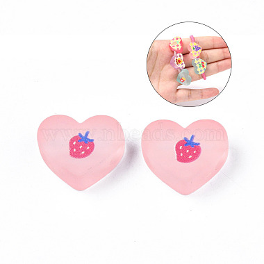 Pink Heart Acrylic European Beads