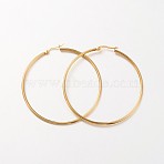 304 Stainless Steel Hoop Earrings, Hypoallergenic Earrings Ion Plating(IP), Ring Shape, Real 18K Gold Plated, 60x2mm, 12 Gauge, Pin: 1x0.7mm(X-EJEW-N0016-11G-J)
