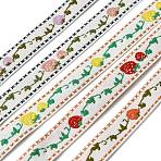 Polyester Ribbon, Strawberry Pattern, with Cloth, for Clothes Making Accessories, Strawberry, 1/2 inch(14mm), 2m/pc, 5 styles, 10m/bag(OCOR-C007-01)