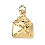 304 Stainless Steel Pendants, Golden, Envelope with Heart Charm, 18x12.5x3mm, Jump Ring: 5x0.8mm, 3.4mm Inner Diameter(STAS-A140-04A-G)