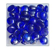Transparent Glass Cabochons, Half Round/Dome, Mosaic Tiles for Arts DIY Crafts, Blue, 13~18x8mm, about 179~192pcs/551g(GLAA-WH0015-20B)