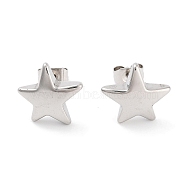 Non-Tarnish Star 316 Surgical Stainless Steel Stud Earrings for Women, Stainless Steel Color, 10x11mm(EJEW-Z050-25P)