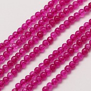 Natural White Jade Round Bead Strands, Dyed, Magenta, 3mm, Hole: 0.8mm, about 110pcs/strand, 15~15.5 inch(X-G-A130-3mm-F08)