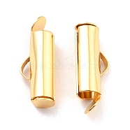 304 Stainless Steel Slide On End Clasp Tubes, Slider End Caps, Real 18K Gold Plated, 16x6x4mm, Hole: 3x1mm, Inner Diameter: 3mm(X-STAS-C044-07C-G)
