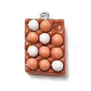 Cute Opaque Resin Pendants, with Platinum Plated Iron Loops, Egg Charms, Saddle Brown, 25.5x15.5x8.5mm, Hole: 1.6mm(RESI-L038-12P)