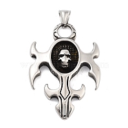 Retro 304 Stainless Steel Big Pendants, Antique Silver, Skull Theme, Cross, 57.5x39x7mm, Hole: 4x9.5mm(STAS-I205-38AS-02)