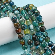 Natural Agate Beads Strands, Dyed & Heated, Round, Faceted, Dark Turquoise, 6mm, Hole: 1mm, about 62pcs/strand, 14.57 inch(37cm)(G-C082-A01-02)