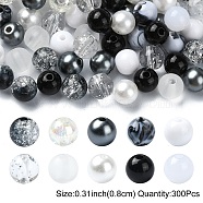 300Pcs 10 Styles Opaque Acrylic Beads, Mixed Color, 7~8x7.5~9.5mm, Hole: 1.5~2mm, 30pcs/color(OACR-YW0001-87)