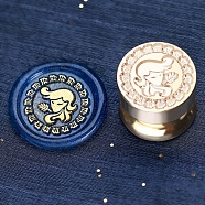 Golden Tone Round Wax Seal Brass Stamp Heads, for Wax Seal Stamp, Mini-Twelve Constellations Series, Virgo, 15x15mm, Hole: 7mm(AJEW-S087-02G-02)