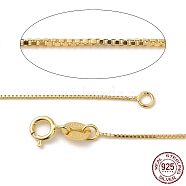 925 Sterling Silver Box Chain Necklaces, with Spring Ring Clasps, with 925 Stamp, Golden, 18 inch(45cm), 0.65mm(STER-F039-45cm-03G)