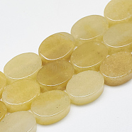 Natural Topaz Jade Beads Strands, Oval, 14~15x10~11x5mm, Hole: 1mm, about 28pcs/strand, 15.3 inch~16.1 inch(G-T122-04X)