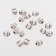 Barrel Tibetan Silver Spacer Beads, Lead Free & Cadmium Free, Antique Silver, about 4.5mm long, Hole: about 1mm(AB608)
