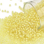TOHO Round Seed Beads, Japanese Seed Beads, (182) Inside Color Luster Crystal Soft Yellow, 11/0, 2.2mm, Hole: 0.8mm, about 1110pcs/10g(X-SEED-TR11-0182)