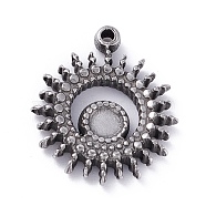 304 Stainless Steel Pendant Cabochons Settings, Sun, Stainless Steel Color, Tray: 3mm, 16x14x2mm, Hole: 1mm(STAS-P288-20P)