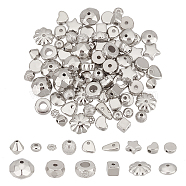 Elite 70PCS 14Style CCB Plastic Beads, Platinum, 4~10x4~10x1~7mm, Hole: 1.2~3.6mm(CCB-PH0001-25)