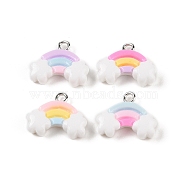 Opaque Resin Pendants, Macaron Color Charms with Platinum Plated Iron Loops, Mixed Color, Cloud, 15x18x5mm, Hole: 2mm(MACR-P043-N01)