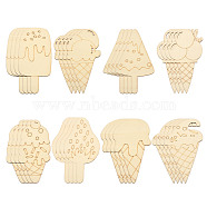 Unfinished Wood Ice Cream Cutouts, Decorative Wooden Ice Cream Pieces, Wheat, 99.5~100x49~59x2mm, 8 styles, 5pcs/style, 40pcs/set(WOOD-CJC0008)