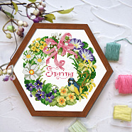 Spring Theme Flower Pattern Cross-stitch Beginner Kits, including Embroidery Fabric & Thread, Needle, Colorful, 370x370mm(PW-WG32524-04)