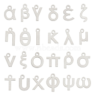 Unicraftale 48Pcs 24 Styles 304 Stainless Steel Pendants, Matte Style, Greek Alphabet, Stainless Steel Color, Letter, 2pcs/style(STAS-UN0023-47)