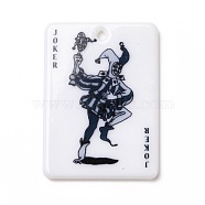 Printed Acrylic Pendants, Rectangle with Playing Cards Pattern, Joker, Black, 36x25.5x2mm, Hole: 1.8mm(OACR-D008-07H)