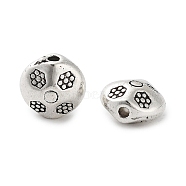 Tibetan Style Alloy Beads, Cadmium Free & Lead Free, Flat Round, Antique Silver, 8.5x9x5.5mm, Hole: 1.5mm, about 833pcs/1000g(FIND-A035-12AS)