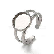304 Stainless Steel Cuff Ring Settings, Round, Stainless Steel Color, Tray: 10mm, 2.8~7.5mm, Inner Diameter: 18mm(STAS-E202-02B-P)