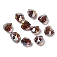 Electroplate Glass Beads, AB Color Plated, Faceted, Heart, Old Rose, 10x10x6.5mm, Hole: 1mm(X-EGLA-Q091-10mm-A04)