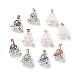 Mixed Gemstones Chips in Rose Glass Bottle Display Decorations, for Witchcraft, 27x39x44.5mm(DJEW-G039-01)