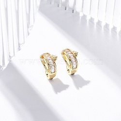 Rack Plating Star Brass Micro Pave Clear Cubic Zirconia Cuff Earrings, Lead Free & Cadmium Free, Real 18K Gold Plated, 9x9mm(EJEW-H147-17G)