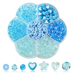 DIY Beads Jewelry Making Finding Kit, Including Acrylic & Polymer Clay Beads, Deep Sky Blue, 6~9x6~9.5x1~7mm, Hole: 1~2.5mm, 362pcs/box
(DIY-YW0008-74A)