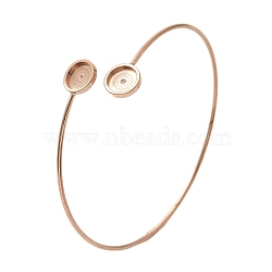 304 Stainless Steel Cuff Blank Bangle Bases with Round Tray, Solid, Rose Gold, Tray: 8mm, Inner Diameter: 2-1/2 inch(6.3x6.5cm)(STAS-Z088-03B-RG)