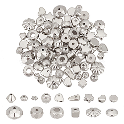 Elite 70PCS 14Style CCB Plastic Beads, Platinum, 4~10x4~10x1~7mm, Hole: 1.2~3.6mm(CCB-PH0001-25)