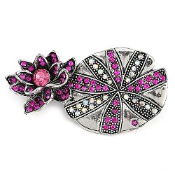 Zinc Alloy Colorful Rhinestone Brooch, for Clothes, Antique Silver, Flower, 30x56.5mm(JEWB-U011-03AS-02)