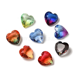 Faceted K9 Glass Rhinestone Cabochons, Pointed Back, Heart, Mixed Color, 10.3x10x5mm(GGLA-B002-04B)