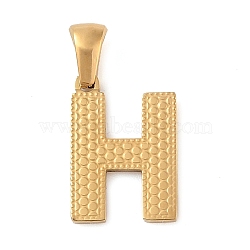 PVD Vacuum Plating 304 Stainless Steel Pendants, Golden, Letter Charm, Letter H, 17x12x1.5mm, Hole: 5x3mm(STAS-Z072-01G-H)