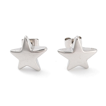 Star 316 Surgical Stainless Steel Stud Earrings for Women, Stainless Steel Color, 10x11mm