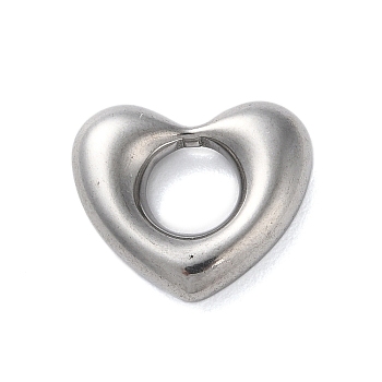 Non-Tarnish 304 Stainless Steel Linking Rings, Heart, Stainless Steel Color, 14x16x4mm, Inner Diameter: 6mm