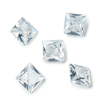 Cubic Zirconia Cabochons, Point Back, Square, Clear, 6x6x3mm