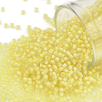 TOHO Round Seed Beads, Japanese Seed Beads, (182) Inside Color Luster Crystal Soft Yellow, 11/0, 2.2mm, Hole: 0.8mm, about 1110pcs/10g